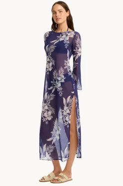 Women Sea Level Aloha Mesh Long Dress