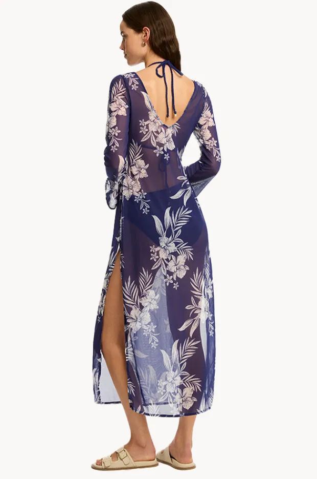 Women Sea Level Aloha Mesh Long Dress