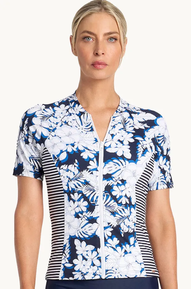 Women Jantzen Anchor Short Sleeve Suntop