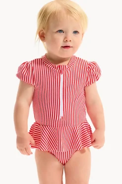 Seafolly Girls Baby Girls Textured Stripe Peplum Sunsuit