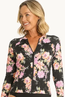 Women Jantzen Bloom Long Sleeve Zip Suntop