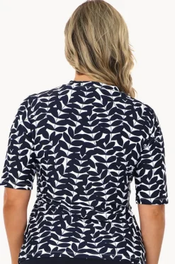 Women Babes In The Shade Blue Acacia Short Sleeve Suntop