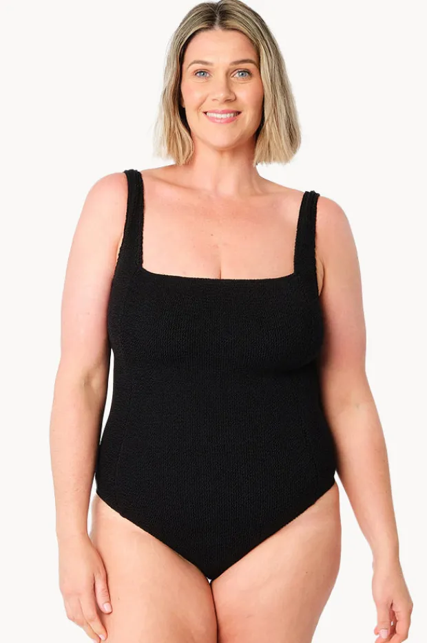 Women Une Piece Crinkle Classic Square Neck One Piece