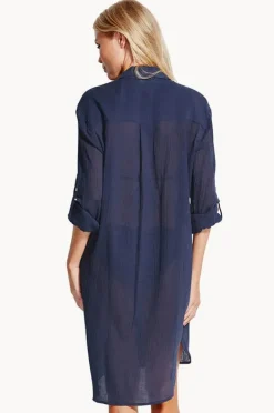Women Seafolly Crinkle Twill Beach Shirt