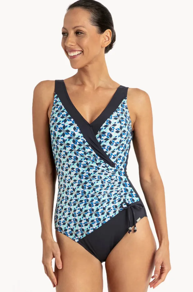 Women Jantzen Deco Gathered Cross Over One Piece