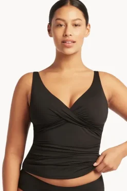 Women Sea Level Eco Essentials Cross Front Tankini Separate