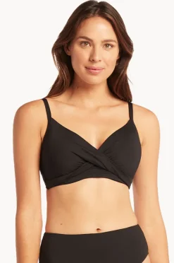 Women Sea Level Eco Essentials DD/E Cup Twist Front Bra