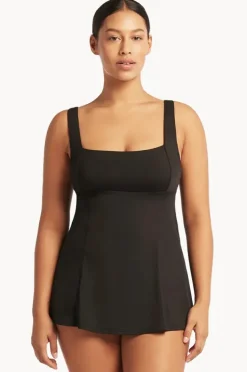 Women Sea Level Eco Essentials Square Neck Swim Dress