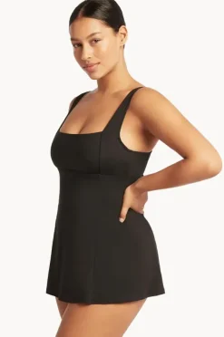 Women Sea Level Eco Essentials Square Neck Swim Dress