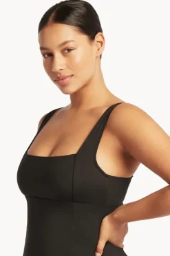 Women Sea Level Eco Essentials Square Neck Swim Dress