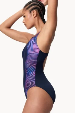 Women Speedo Engineered Print Butterfly Back One Piece