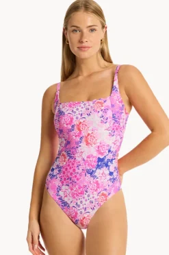 Women Sea Level Fiesta Square Neck Bralette One Piece