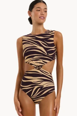 Women Jets Fine Lines Twist Tank One Piece