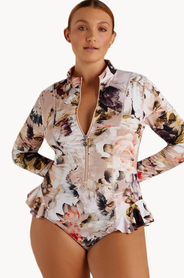 Women Sunsoaked Fiore Frill Long Sleeve Sunsuit