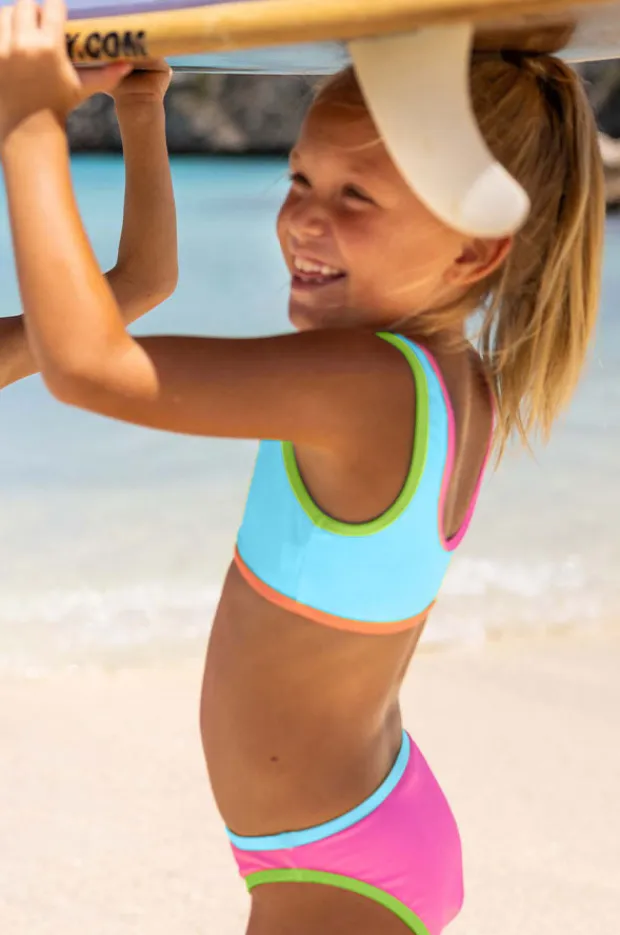 Snapper Rock Girls Candy Colourblock Crop Set