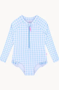 Seafolly Girls Girls Gingham Long Sleeve Sunsuit
