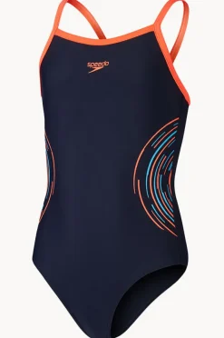 Speedo Girls Plastisol Placement Thinstrap Muscleback One Piece