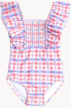 Huxbaby Girls Rainbow Check Shirred Frill One Piece