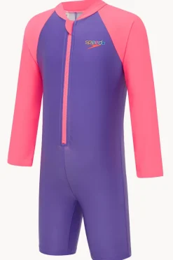Speedo Girls Splice Long Sleeve Sunsuit