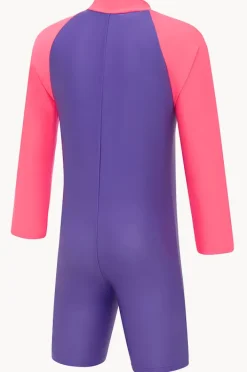 Speedo Girls Splice Long Sleeve Sunsuit