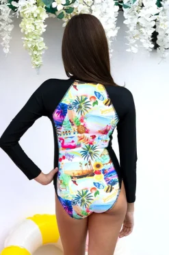 Salty Ink Girls Summer Vacay Long Sleeve Sunsuit