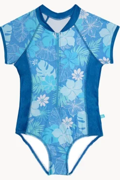 Salty Ink Girls Tropicana Short Sleeve Sunsuit