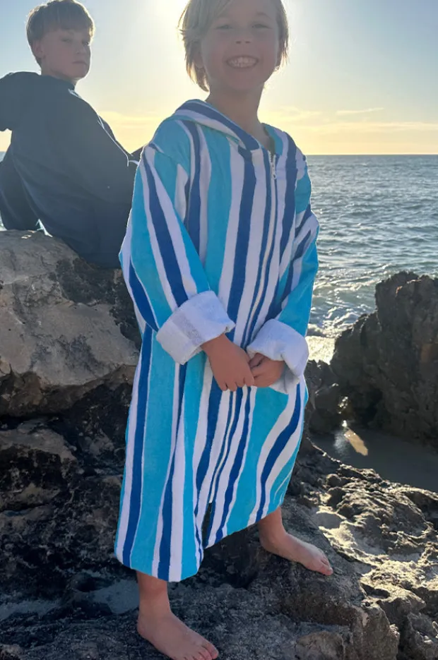 BOY Back Beach Co Kids Stripe Hooded Towelling Robe 5-7Y