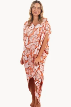 Women Sundrenched Leaves Frilled Toga Dress
