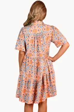 Women Go Girl Lemon Tile Victoria Button Dress
