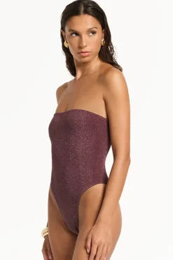 Women Bond-eye Lurex Fane Bandeau One Piece