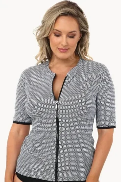 Women Babes In The Shade Mamiko Short Sleeve Zip Suntop