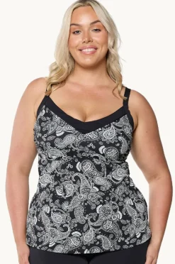 Women Capriosca Mono Paisley F/G Cup Underwire Tankini Separate