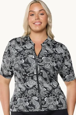 Women Capriosca Mono Paisley Short Sleeve Suntop
