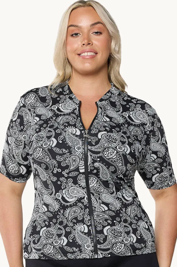 Women Capriosca Mono Paisley Short Sleeve Suntop