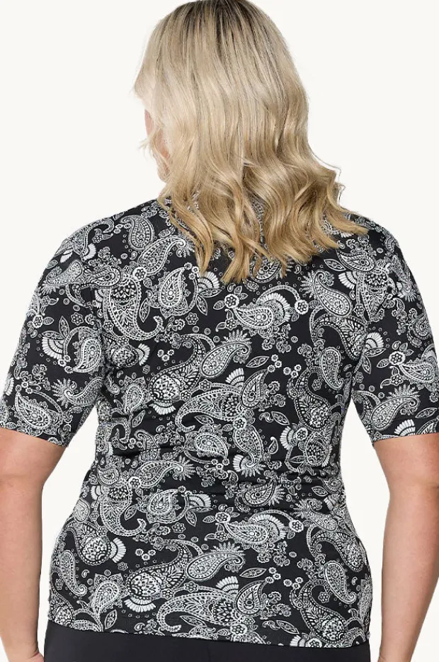 Women Capriosca Mono Paisley Short Sleeve Suntop