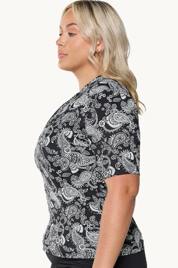 Women Capriosca Mono Paisley Short Sleeve Suntop