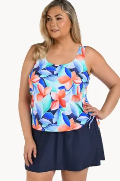 Women Maxine Mosaic Leaves Skirtini Swim Dress +
