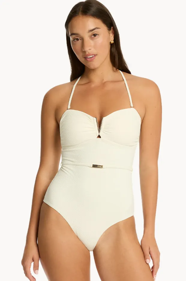 Women Sea Level Nautique V Bar Bandeau One Piece