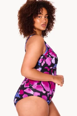 Women Genevieve Paper Flowers Zip Front One Piece