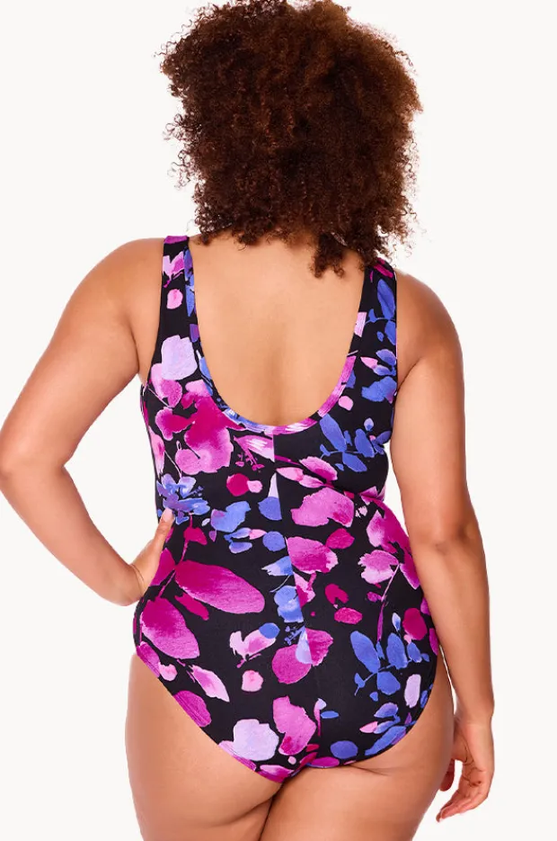Women Genevieve Paper Flowers Zip Front One Piece
