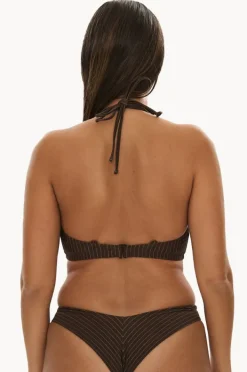Women Raq Apparel Pinstripe E/F Cup Underwire Halter
