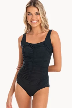Women Togs Swimwear Plain Gathered Square Neck One Piece