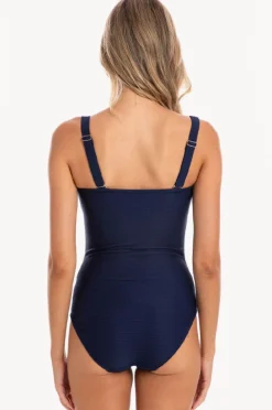Women Togs Swimwear Plain Textured Twist Bandeau One Piece