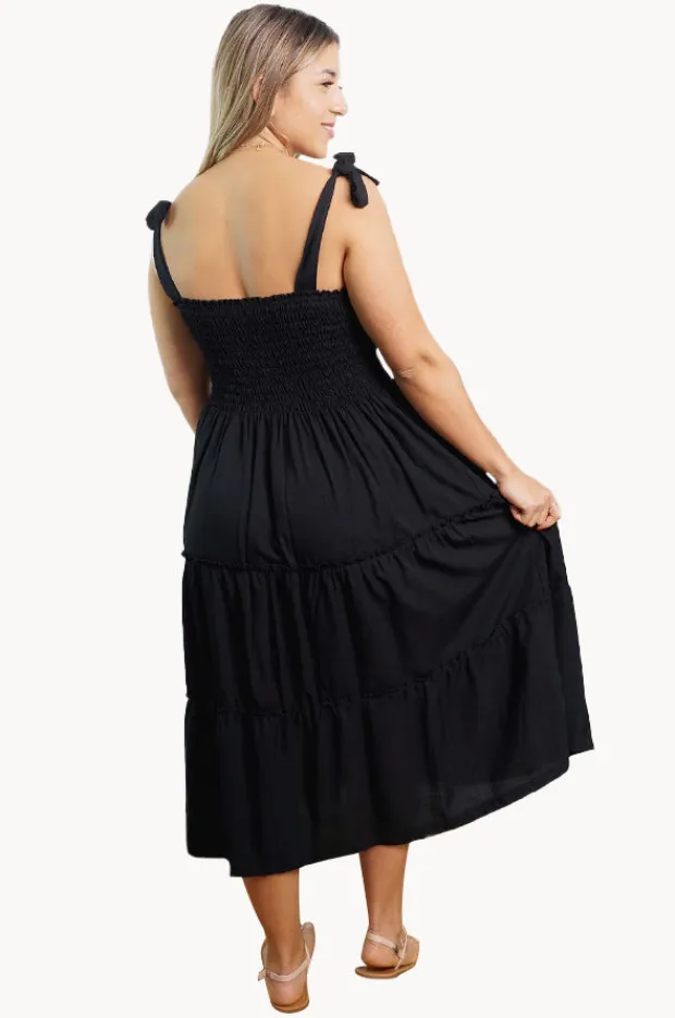 Women Sundrenched Plain Tie Up Smock Dress