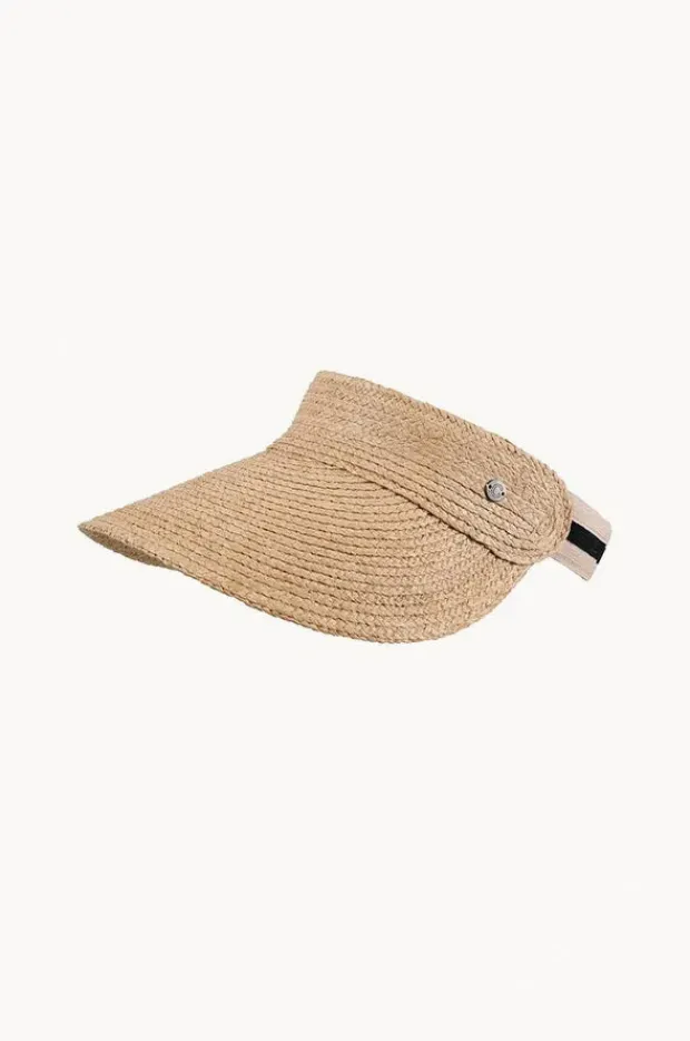 Women Cherry Red Raffia Wide Brim Visor
