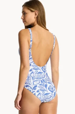 Women Sea Level Reef Scoop Back Panel Line One Piece