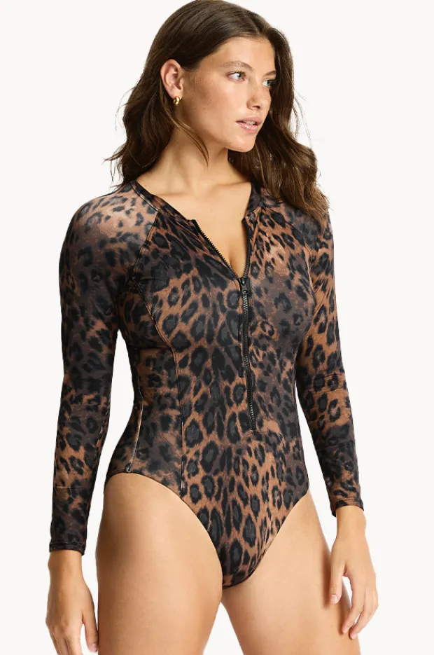 Women Sea Level Savanna Long Sleeve Sunsuit
