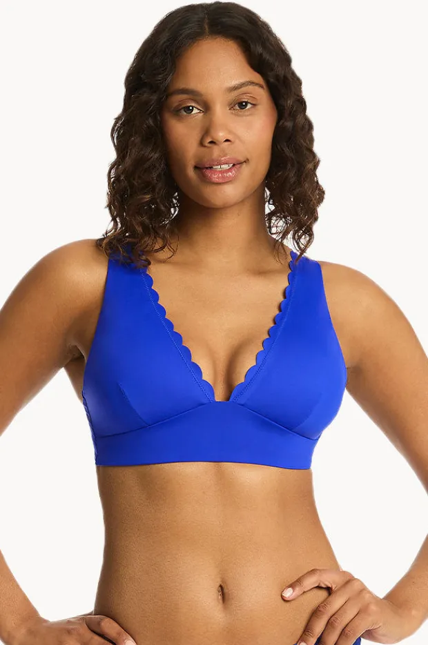 Women Sea Level Scalloped Longline Tri