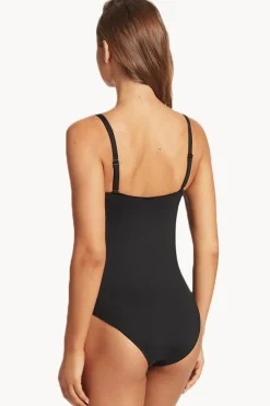 Women Sea Level Scalloped Square Neck Bralette One Piece