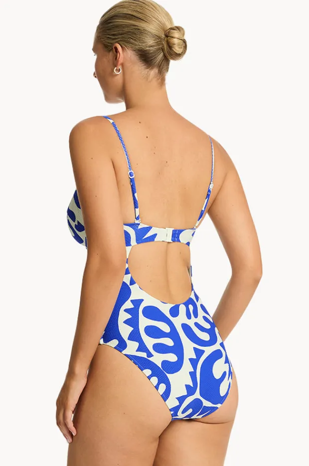 Women Sea Level Seascape Balconette Bra One Piece